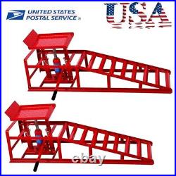 Hydraulic Car Ramps 6T 12000lbs Low Profile Heavy Duty Truck Car Lift Red 2 Pack