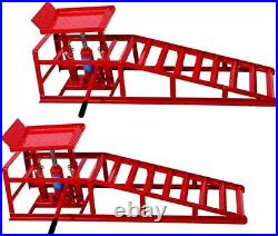Hydraulic Car Ramps 6T 12000lbs Low Profile Heavy Duty Truck Car Lift Red 2 Pack
