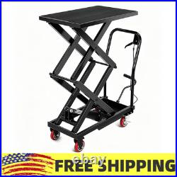 Hydraulic Double Scissor Lift Table Cart 770Lbs 14-50 Manual Heavy Duty Black Hydraulic Double Scissor Lift Table Cart 770Lbs 14-50 Manual Heavy Duty Black