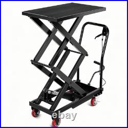 Hydraulic Double Scissor Lift Table Cart 770Lbs 14-50 Manual Heavy Duty Black Hydraulic Double Scissor Lift Table Cart 770Lbs 14-50 Manual Heavy Duty Black