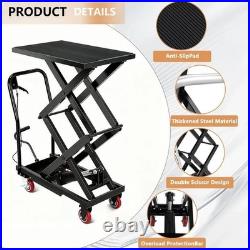 Hydraulic Double Scissor Lift Table Cart 770Lbs 14-50 Manual Heavy Duty Black Hydraulic Double Scissor Lift Table Cart 770Lbs 14-50 Manual Heavy Duty Black