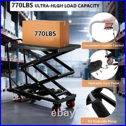 Hydraulic Double Scissor Lift Table Cart 770Lbs 14-50 Manual Heavy Duty Black Hydraulic Double Scissor Lift Table Cart 770Lbs 14-50 Manual Heavy Duty Black