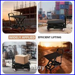 Hydraulic Double Scissor Lift Table Cart 770Lbs 14-50 Manual Heavy Duty Black Hydraulic Double Scissor Lift Table Cart 770Lbs 14-50 Manual Heavy Duty Black