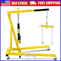 Hydraulic Engine Hoist with Lever, 4400 LBS Heavy-duty Cherry Picker Shop Crane