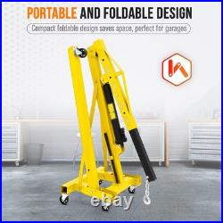 Hydraulic Engine Hoist with Lever, 4400 LBS Heavy-duty Cherry Picker Shop Crane