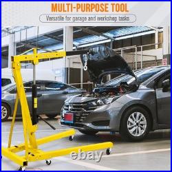 Hydraulic Engine Hoist with Lever, 4400 LBS Heavy-duty Cherry Picker Shop Crane