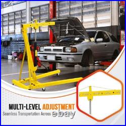 Hydraulic Engine Hoist with Lever, 4400 LBS Heavy-duty Cherry Picker Shop Crane