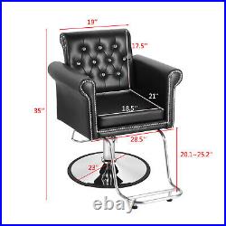 Hydraulic Heavy Duty Retro Black Barber Chair Salon Armchair Equipment