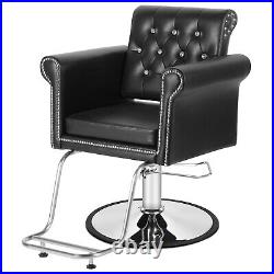 Hydraulic Heavy Duty Retro Black Barber Chair Salon Armchair Equipment