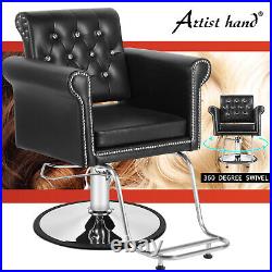 Hydraulic Heavy Duty Retro Black Barber Chair Salon Armchair Spa Equipment