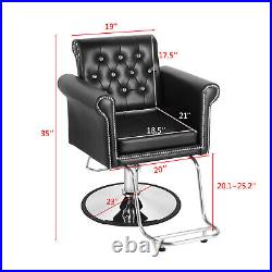 Hydraulic Heavy Duty Retro Black Barber Chair Salon Armchair Spa Equipment