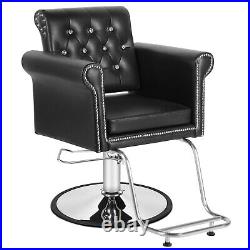 Hydraulic Heavy Duty Retro Black Barber Chair Salon Armchair Spa Equipment