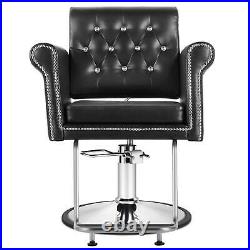 Hydraulic Heavy Duty Retro Black Barber Chair Salon Armchair Spa Equipment