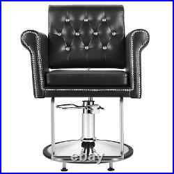 Hydraulic Heavy Duty Retro Black Barber Chair Salon Armchair Spa Equipment