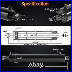 Hydraulic Log Splitter Cylinder (4.5x24), Heavy Duty Double Acting Clevis Style