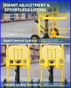 Hydraulic Material Lift Winch Stacker, 440 lbs Heavy Duty Steel Pallet Stacker