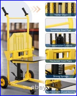 Hydraulic Material Lift Winch Stacker, 440 lbs Heavy Duty Steel Pallet Stacker