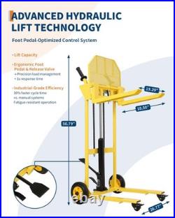 Hydraulic Material Lift Winch Stacker, 440 lbs Heavy Duty Steel Pallet Stacker
