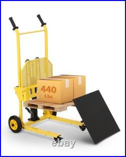 Hydraulic Material Lift Winch Stacker, 440 lbs Heavy Duty Steel Pallet Stacker