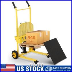 Hydraulic Material Lift Winch Stacker, 440 lbs Heavy Duty Steel Pallet Stacker