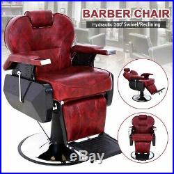 Hydraulic RED Recliner Barber Chair All Purpose Salon Styling Tattoo Heavy Duty