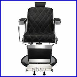 Hydraulic Recline Barber Chair Upholstered Hair Styling Chair Heavy-Duty Black