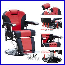 Hydraulic Recline Red Barber Chairs Heavy Duty Salon Spa Beauty Equipment NEW