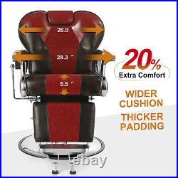 Hydraulic Recline Super Width Barber Chair Heavy Duty Salon Styling Equipment