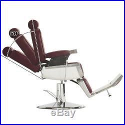 Hydraulic Reclining Barber Chair Hair Salon Shampoo Spa Heavy Duty Burgundy New