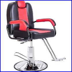Hydraulic Reclining Barber Chair Heavy Duty Salon Beauty Spa Hair Equipment Red