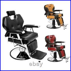 Hydraulic Reclining Barber Chair Heavy Duty Salon Hair Styling Shave Equipment