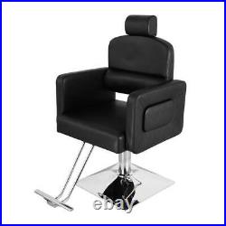 Hydraulic Reclining Barber Chairs Heavy Duty Salon Chair for Hair Stylist(Black)