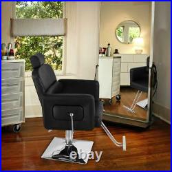 Hydraulic Reclining Barber Chairs Heavy Duty Salon Chair for Hair Stylist(Black)