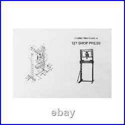 Hydraulic Shop Press 12 Ton Press Plates H-Frame Benchtop Press Stand Heavy Duty