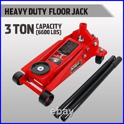 Jack Boss 3 Ton Floor Jack Capacity Steel Heavy Duty Hydraulic Car Jack Red