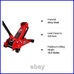 Jack Boss 3 Ton Floor Jack Capacity Steel Heavy Duty Hydraulic Car Jack Red