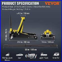 Low Profile Floor Jack 3 Ton Heavy-Duty Steel Dual Piston Hydraulic Pump