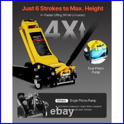 Low Profile Floor Jack 4T Heavy Duty Steel Hydraulic Car Jack withDual Piston Pump