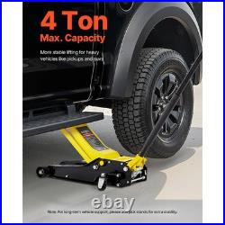 Low Profile Floor Jack 4T Heavy Duty Steel Hydraulic Car Jack withDual Piston Pump