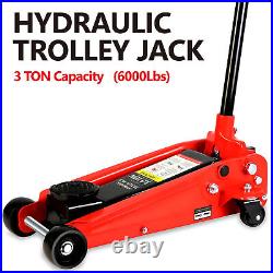 Low Profile Hydraulic Floor Jack 3 Tons Heavy Duty Jack with Single Pump & Wheels