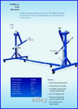New 3,000 lbs. Car Rotator Auto Rotisserie CR-3000 with Complete Set of Adapters