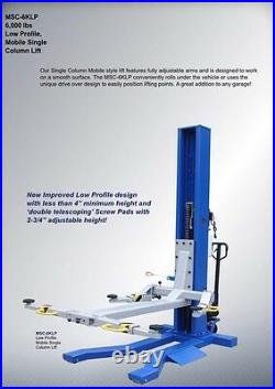 New 6,000 lbs. Mobile, Low Profile, Single-Column Automotive Lift