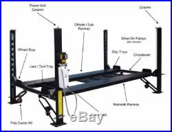 New 8,000 lbs. 4-Post Car Auto Lift with Casters, Ramps, Jack Tray & 3 Drip Trays