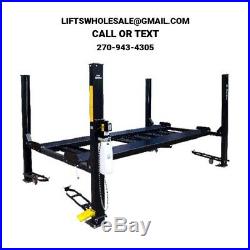 New 8,000 lbs. 4-Post Storage Lift-withCaster Kit, Ramps, Jack Tray & 3 Drip Trays