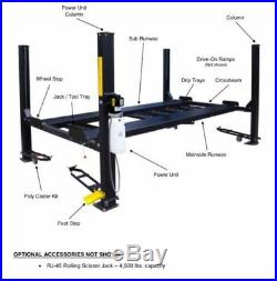 New 9,000 lbs. HD 4-Post XLT Truck Auto Lift Extra Long & Tall Complete Package