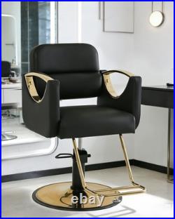 New Black+Gold Heavy Duty Hydraulic Barber Chair Salon Spa Beauty 360° Styling