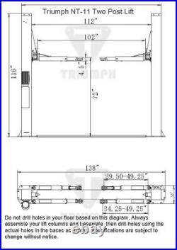 New Triumph 11,000 lbs. 2-Post Auto Lift FloorPlate Model 220V Free Adapters