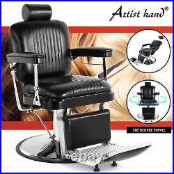 New Vintage Black Heavy Duty Hydraulic Recliner Barber Chair Salon Hair Styling