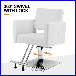New White Heavy Duty Hydraulic Barber Chair Salon Beauty Spa 360° Hair Styling