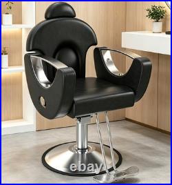 OROFULL Heavy Duty Hydraulic Barber Chair 360 Swivel Reclining Black Silver OROFULL Heavy Duty Hydraulic Barber Chair 360 Swivel Reclining Black Silver